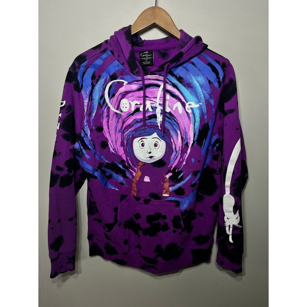 Coraline Laika Hoodie Purple Tie Dye Dizzy Dreamer Movie Promo Sweatshirt L